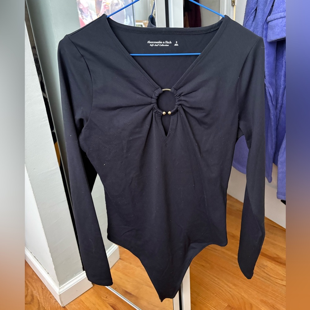 Abercrombie & Fitch Black Bodysuit with Ring Detail